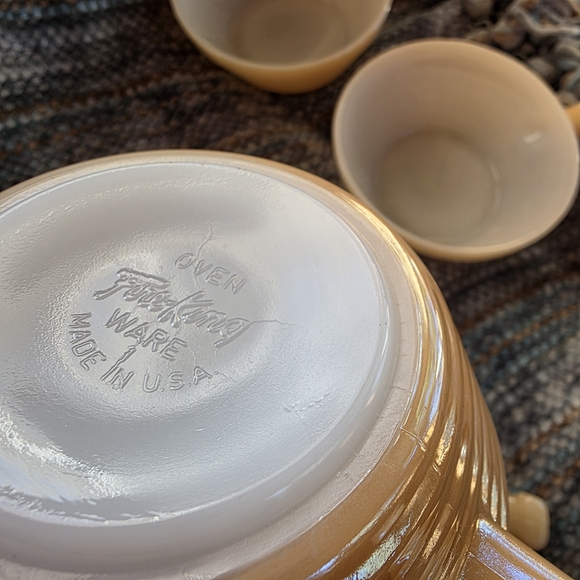 Fire King Peach Lustre Handled Bowls Set Of 4 - Picture 5 of 7